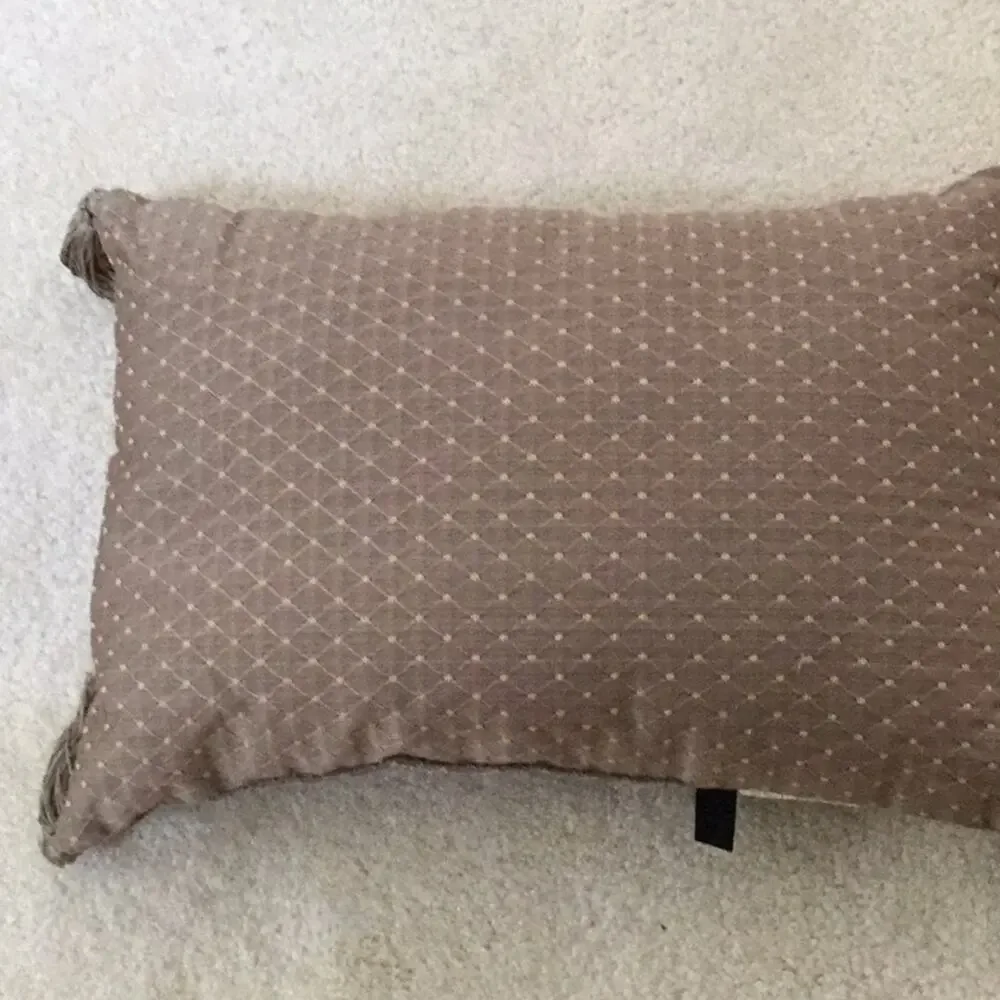 15x10 Bess four corner tassel pillow taupe nwot